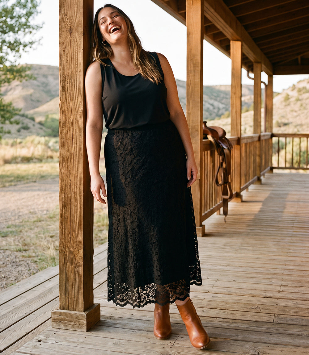bottom Lace Midi Skirt