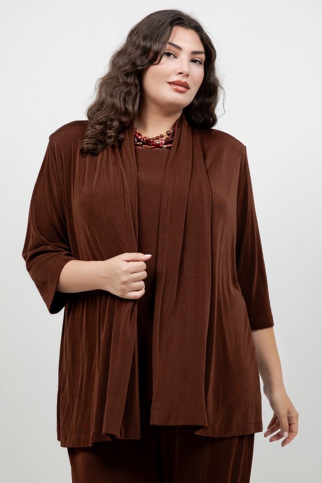 Vikki Vi Classic Bronze 3/4 Sleeve Kimono Jacket