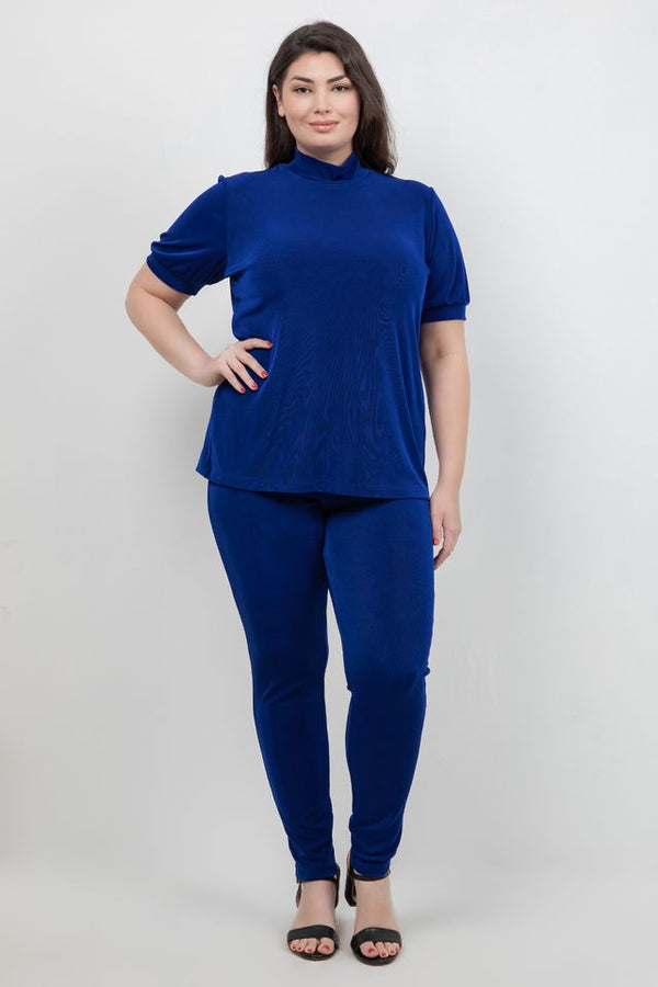 Tops Vikki Vi Classic Royal Blue Mock Neck Top