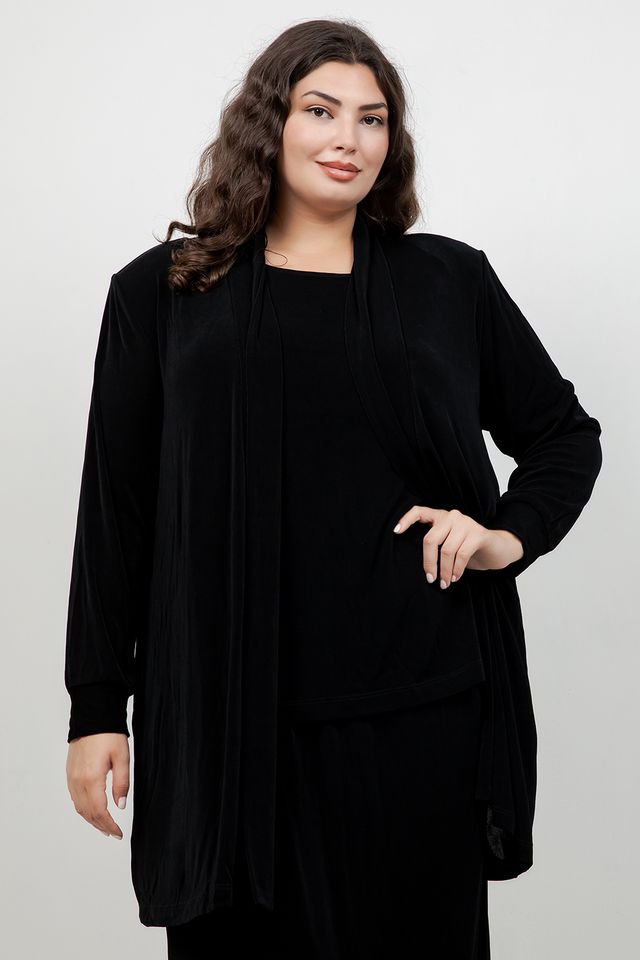 Vikki Vi Classic Black Long Kimono Jacket – PlusbyDesign.com