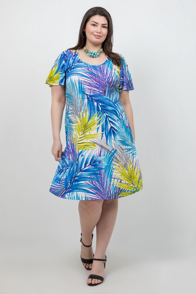 Dresses Vikki Vi Jersey Blue Tropical T-Shirt Dress