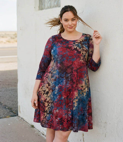 dress 3/4 Sleeve Tie-Dye Burnout Maggie Dress