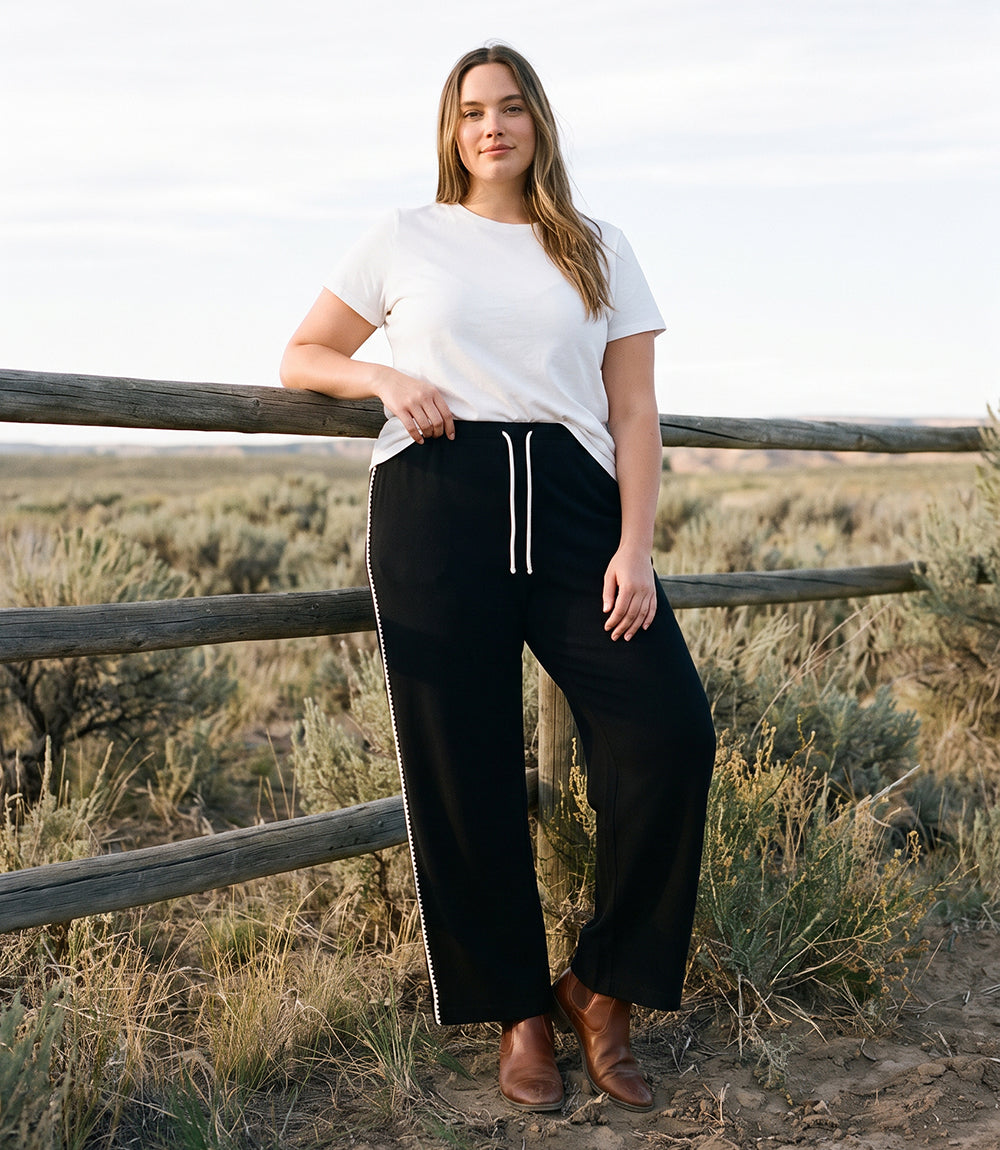 bottom Plus Size Edge Stitch Drawstring Sweatpants