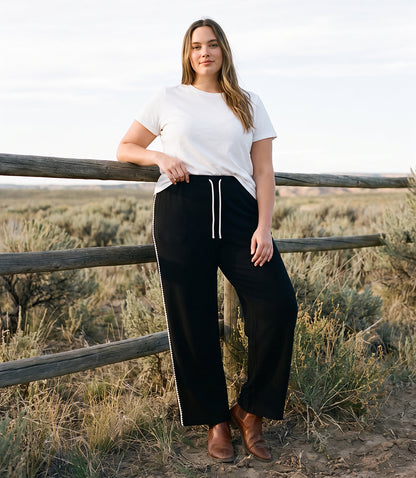 bottom Plus Size Edge Stitch Drawstring Sweatpants