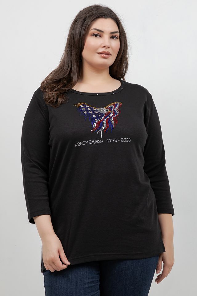 Tops Americana Eagle 3/4 Sleeve Top