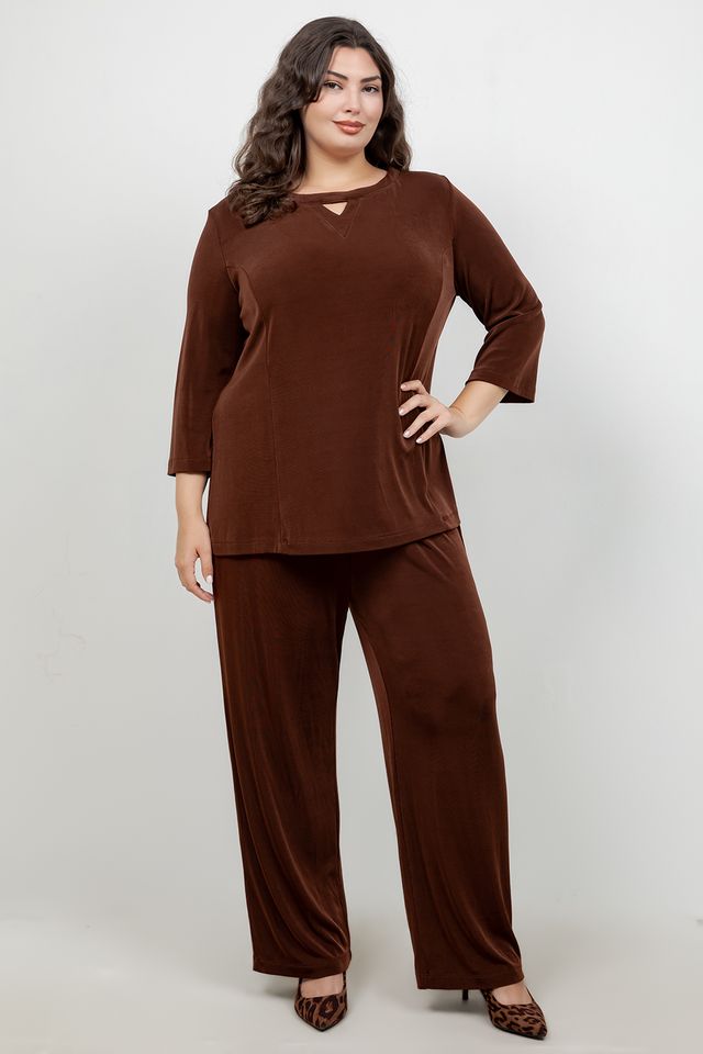 Vikki Vi Classic Bronze Keyhole 3/4 Sleeve Top