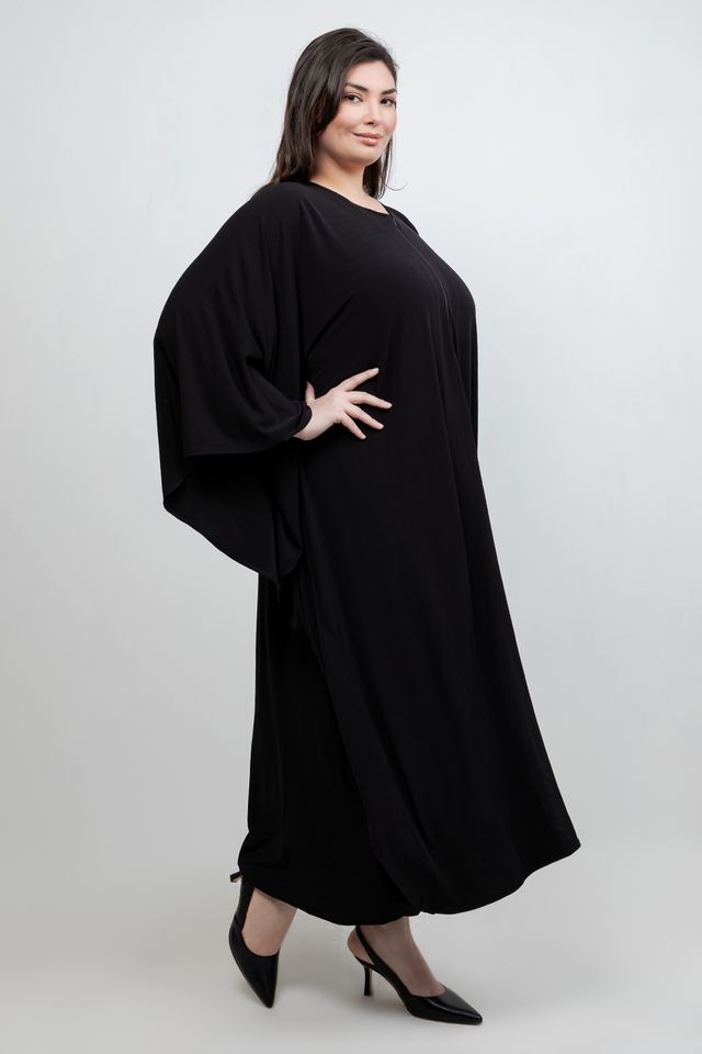 Vikki Vi Jersey Black Zip Front Caftan – PlusbyDesign.com