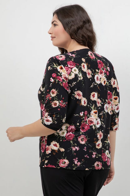 Vikki Vi Jersey Petite Rose 3/4 Sleeve Top