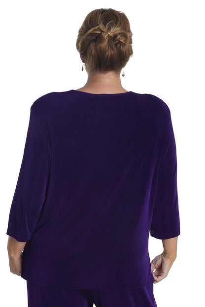 Tops Vikki Vi Classic Royal Purple 3/4 Sleeve Top