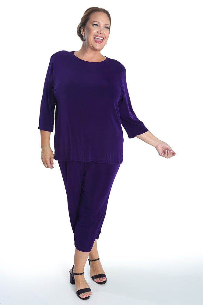 Tops Vikki Vi Classic Royal Purple 3/4 Sleeve Top