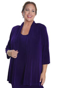 Vikki Vi Classic Royal Purple 3/4 Sleeve Kimono Jacket