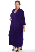 Vikki Vi Classic Royal Purple 3/4 Sleeve Kimono Jacket