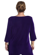 Vikki Vi Classic Royal Purple V-Neck 3/4 Sleeve Tunic