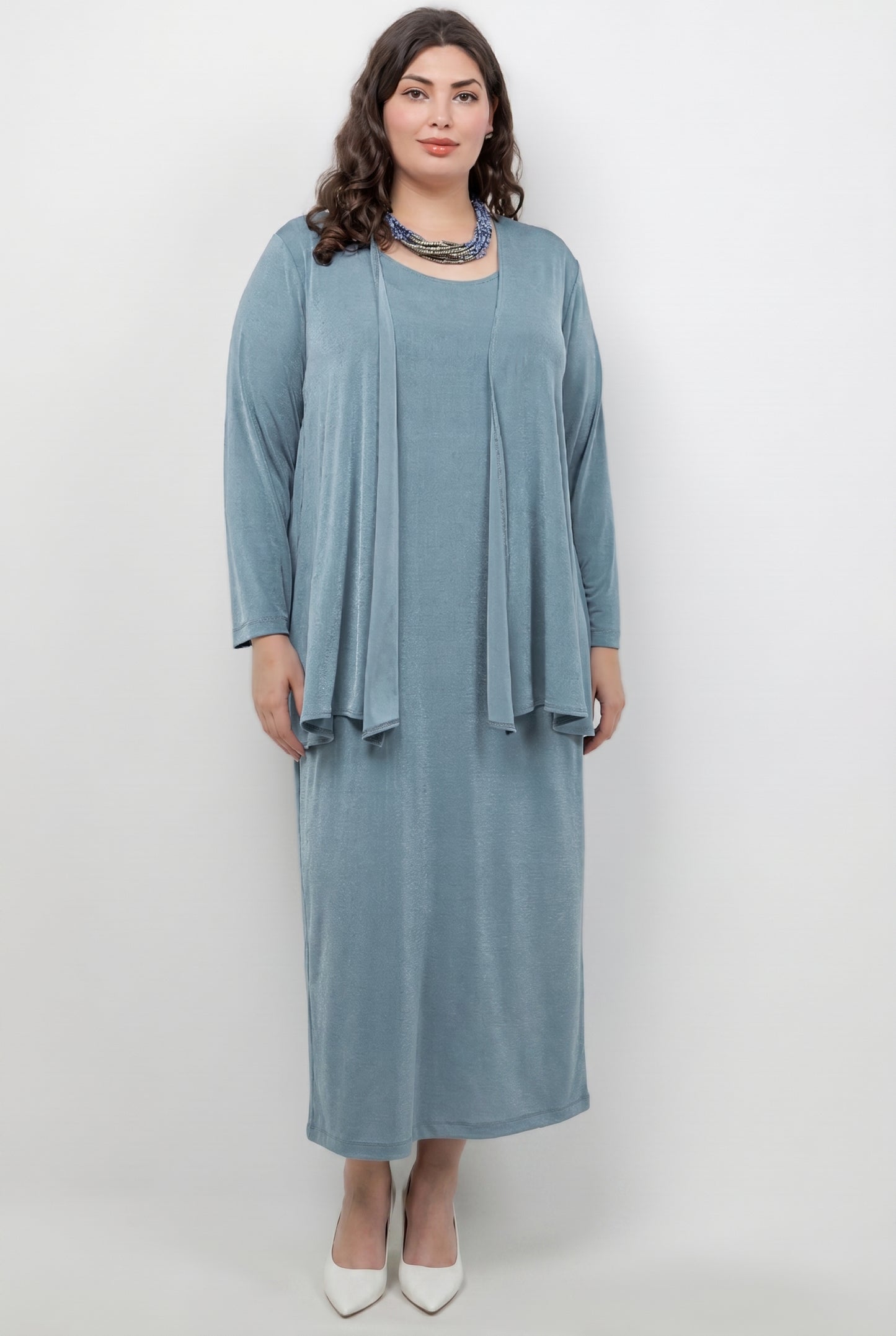Dresses Vikki Vi Silky Classic Blue Sage Maxi Tank Dress