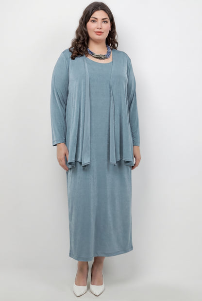 Dresses Vikki Vi Silky Classic Blue Sage Maxi Tank Dress