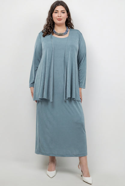 Dresses Vikki Vi Silky Classic Blue Sage Maxi Tank Dress