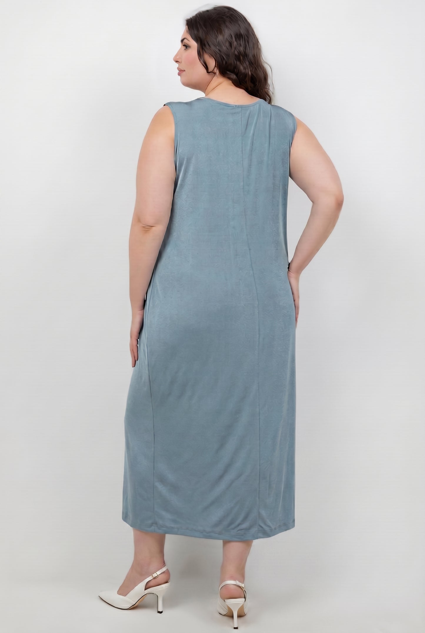 Dresses Vikki Vi Silky Classic Blue Sage Maxi Tank Dress
