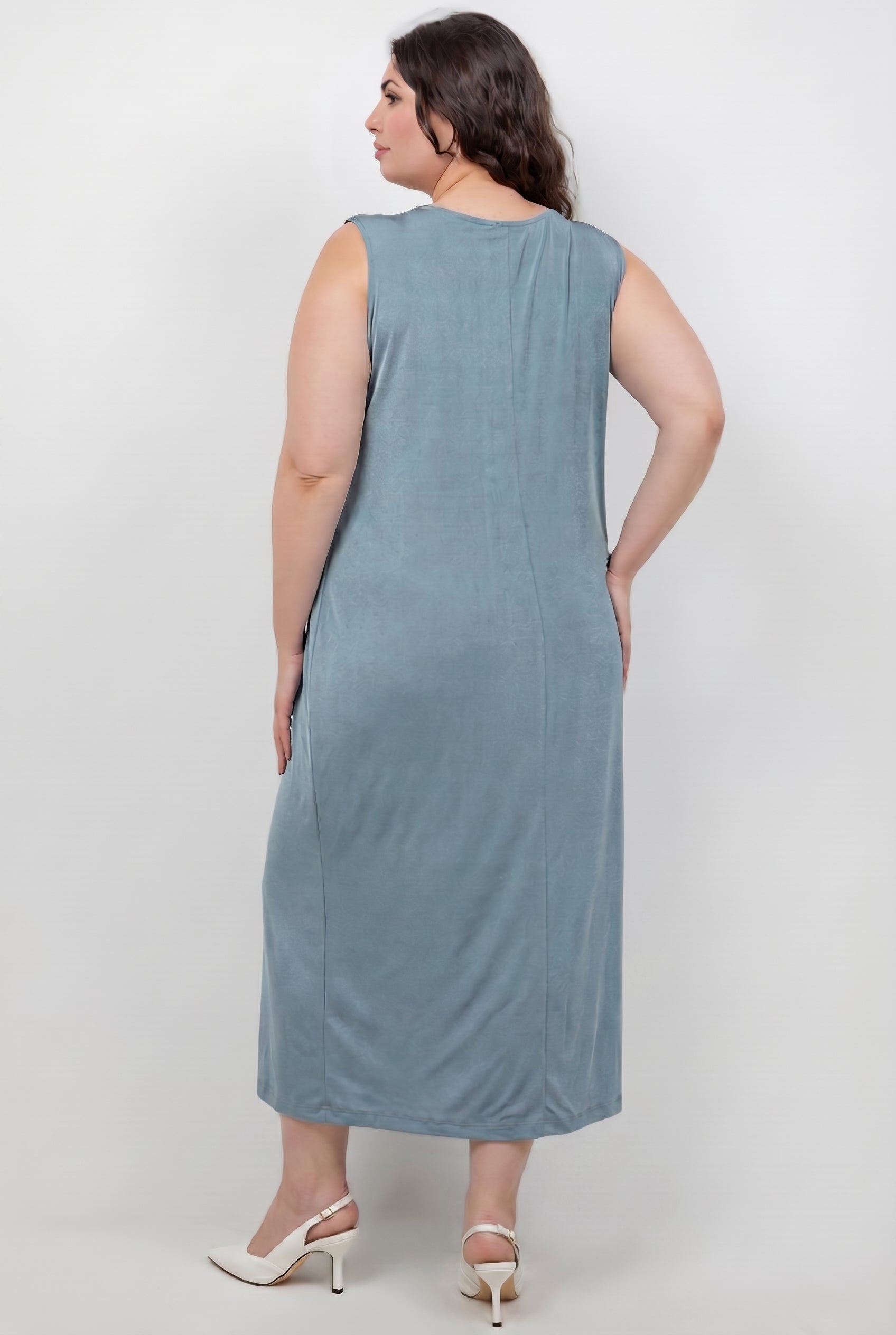 Dresses Vikki Vi Silky Classic Blue Sage Maxi Tank Dress