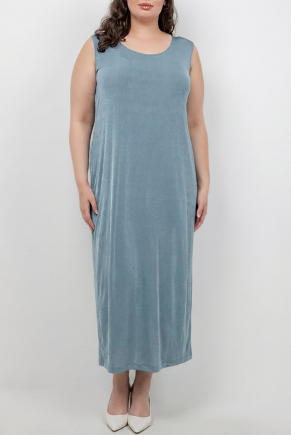 Dresses Vikki Vi Silky Classic Blue Sage Maxi Tank Dress