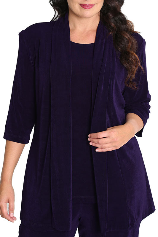 Jackets Vikki Vi Classic Black Plum 3/4 Sleeve Kimono Jacket