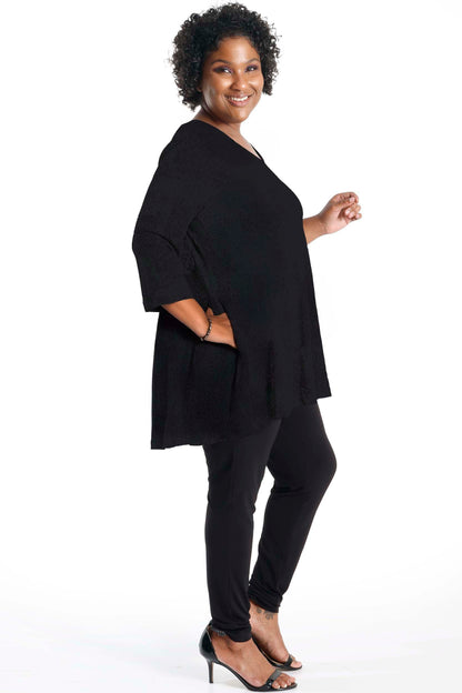 Tops Vikki Vi Jersey Black Pocket Swing Tunic