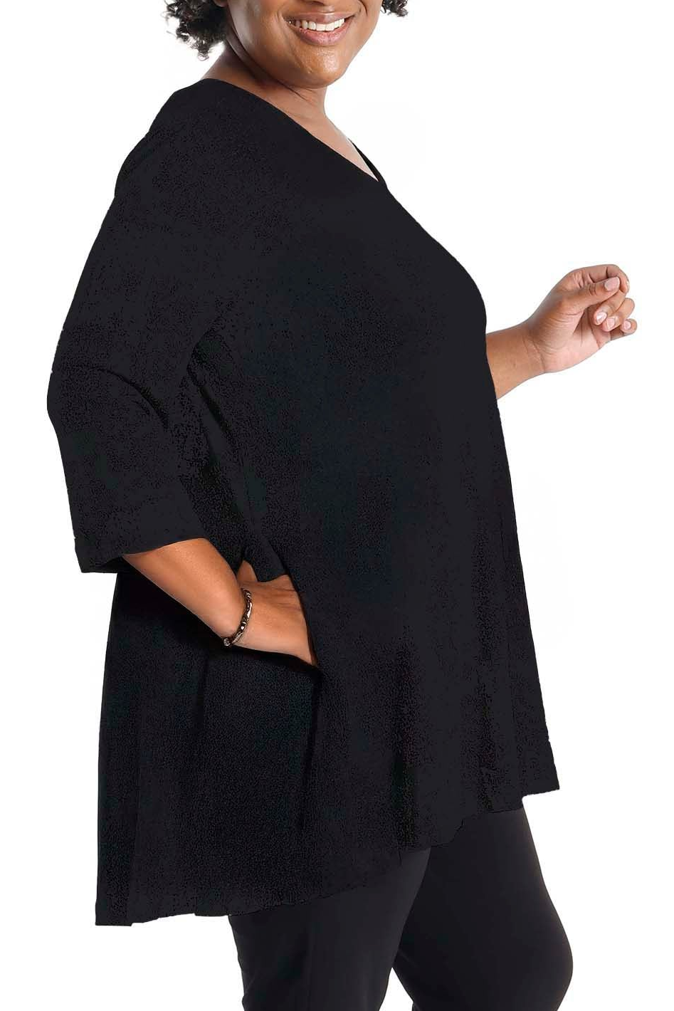 Tops Vikki Vi Jersey Black Pocket Swing Tunic