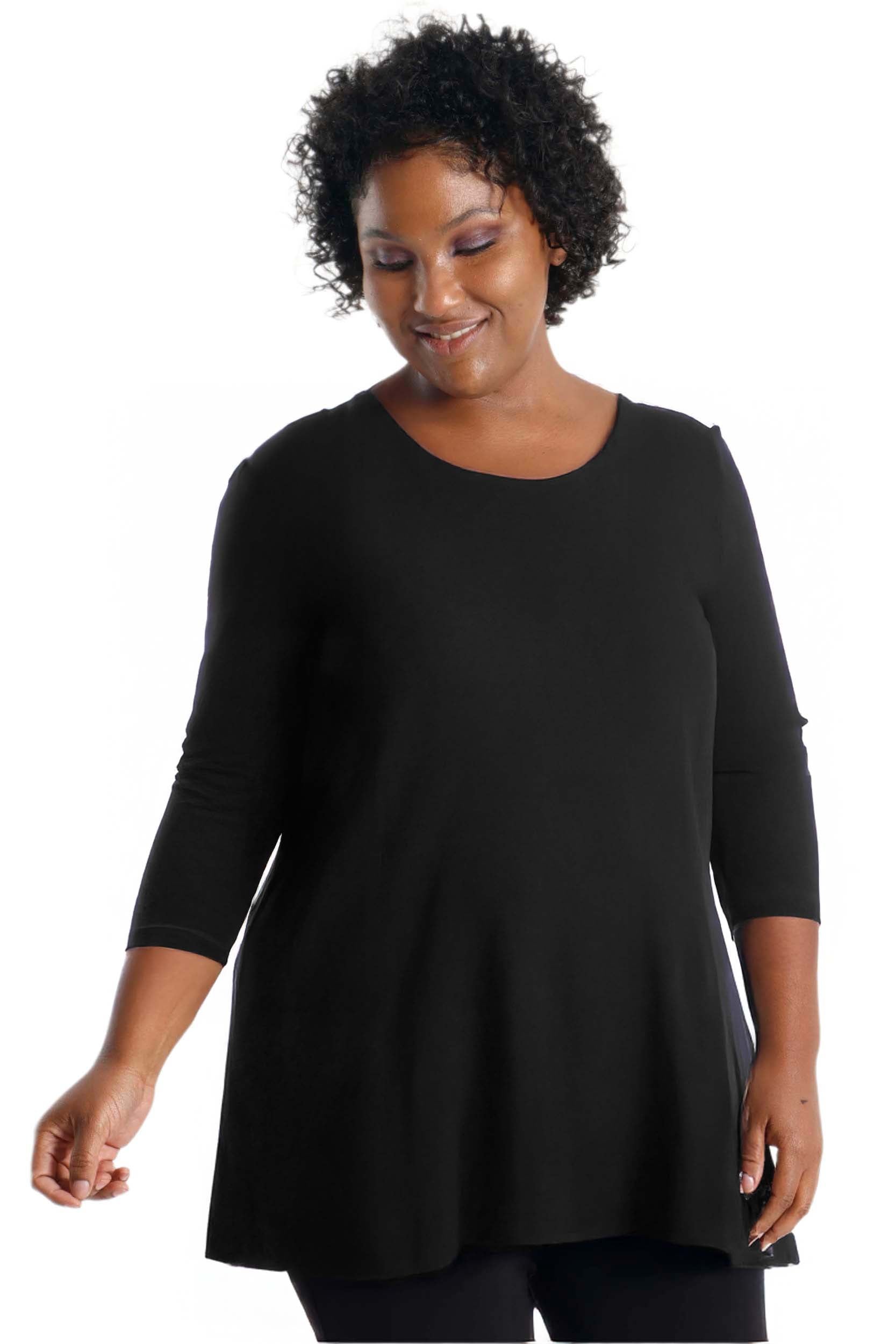 Tops Vikki Vi Jersey Black Pocket Swing Tunic