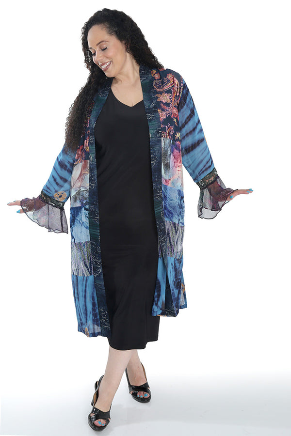 Sterling Blue Patchwork Maxi Duster