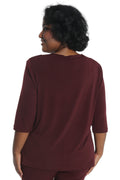 Vikki Vi Jersey Bordeaux 3/4 Sleeve Top