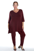 Vikki Vi Jersey Bordeaux Slim Leg Pant