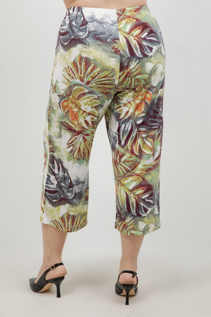Vikki Vi Jersey Watercolor Palm Crop Pants