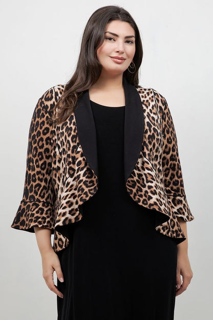 Eva Varro 3/4 Sleeve Peplum Animal Print Jacket