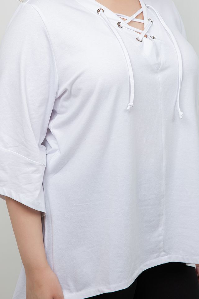 Tops White Lace Up Tee