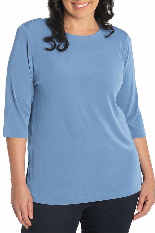 Tops Vikki Vi Classic Powder Blue 3/4 Sleeve Top