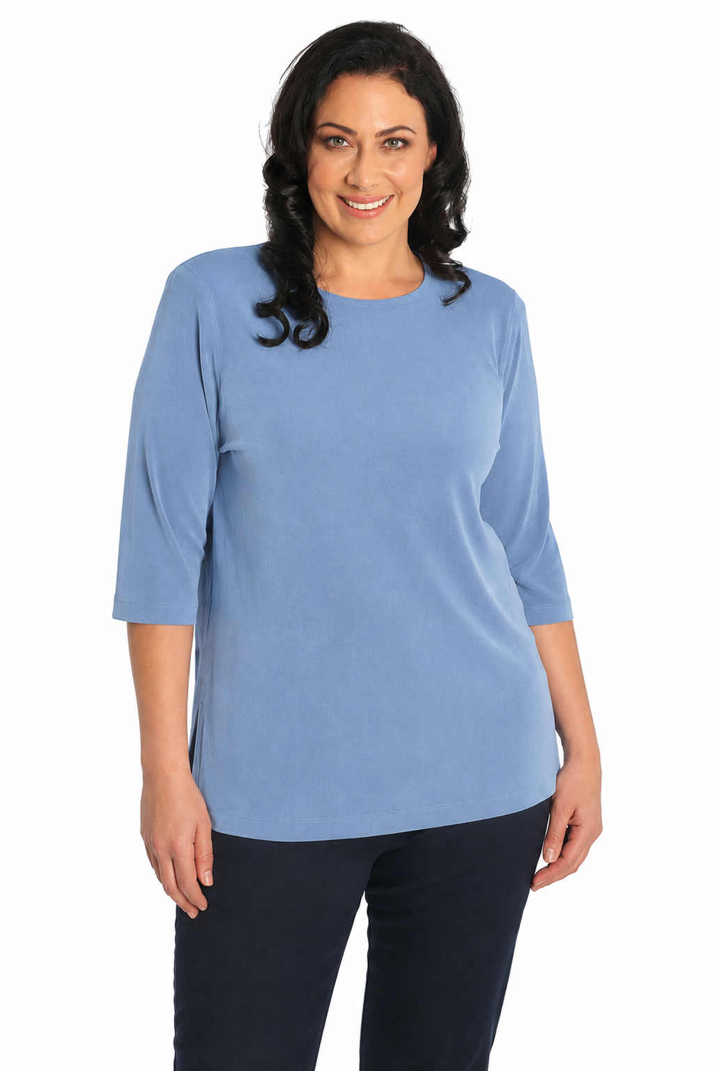 Tops Vikki Vi Classic Powder Blue 3/4 Sleeve Top