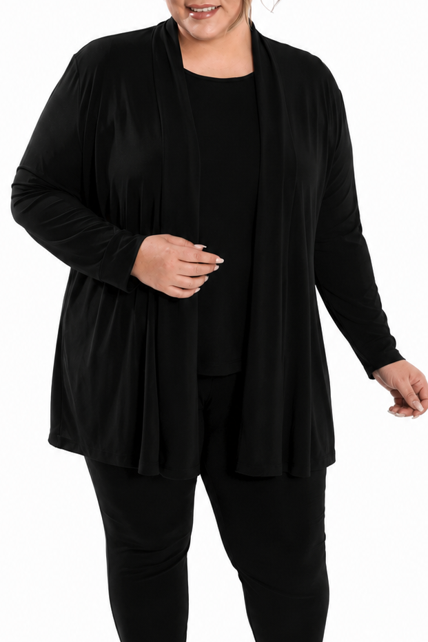 Vikki Vi Jersey Black Long Kimono Jacket