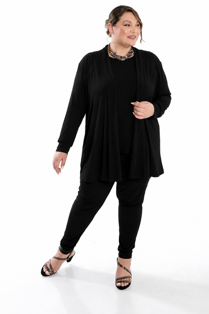 Vikki Vi Jersey Black Long Kimono Jacket