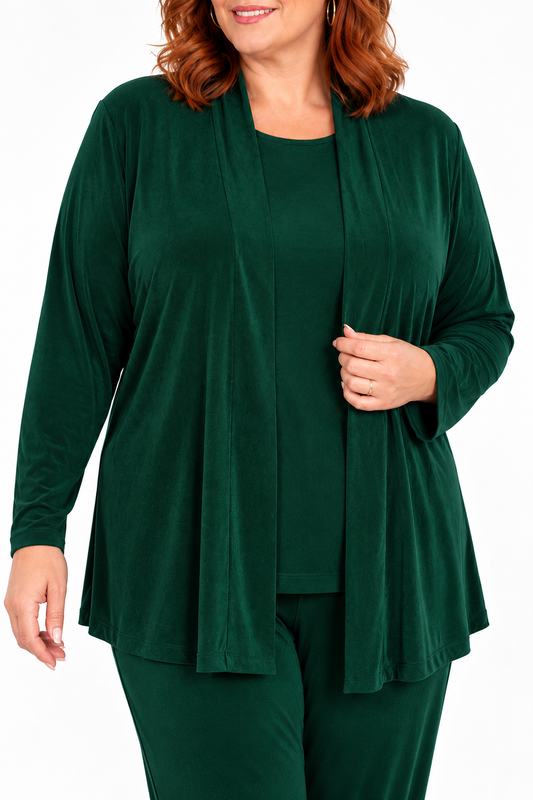 Jackets Vikki Vi Silky Classic Hunter Green Kimono Jacket