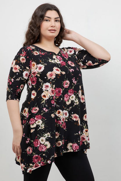 Vikki Vi Jersey Petite Rose Handkerchief Tunic