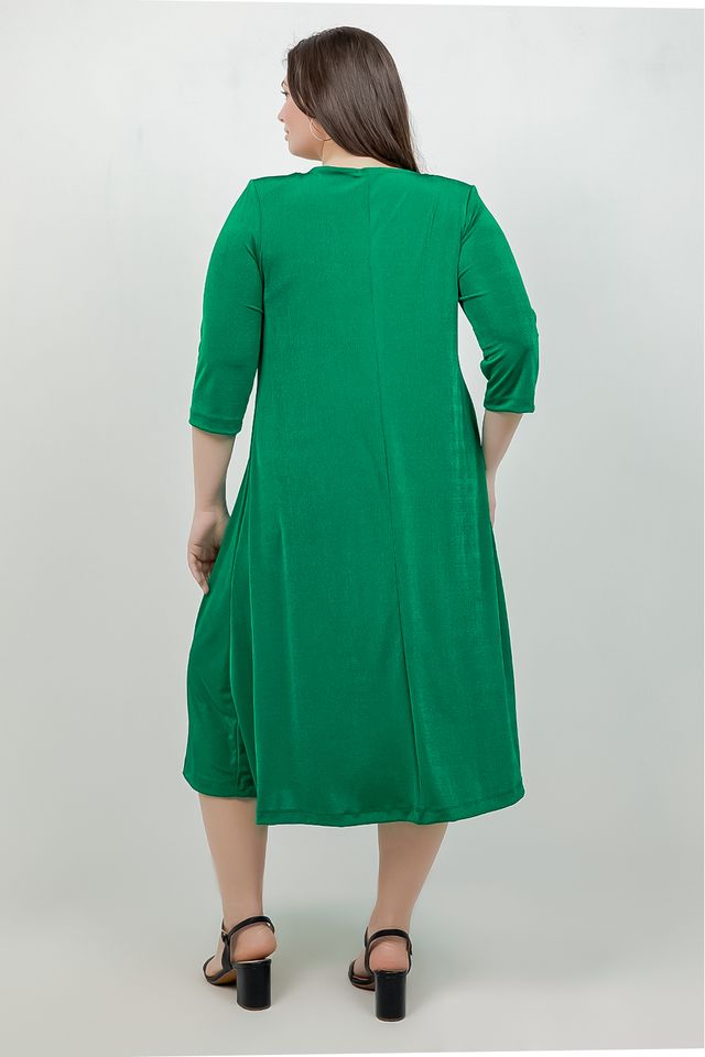 Dresses Vikki Vi Silky Classic Emerald 3/4 Sleeve A-Line Dress