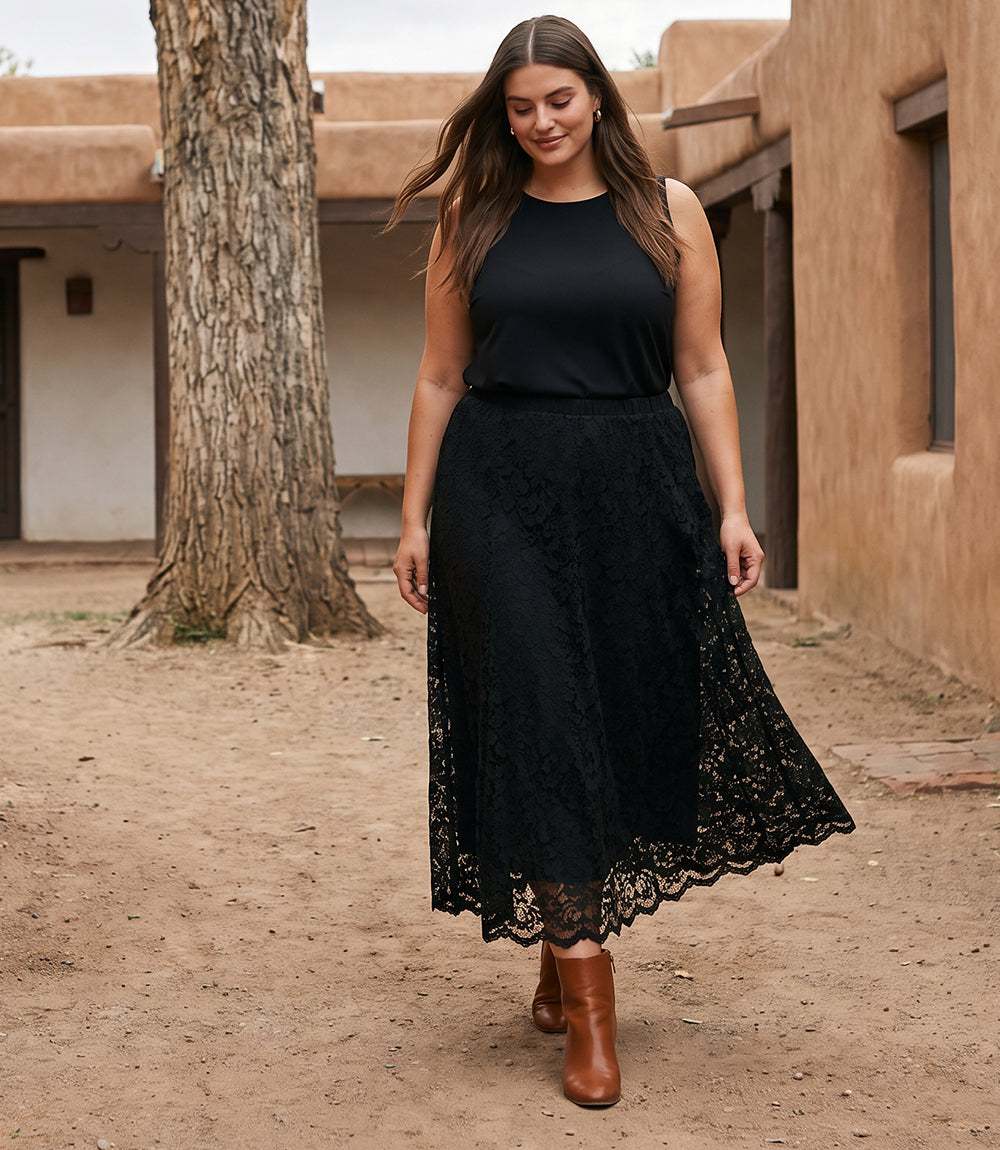 bottom Lace Midi Skirt