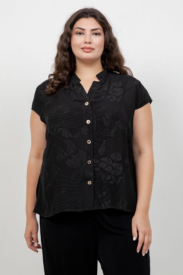 Solid Black Silk Cap Sleeve Blouse
