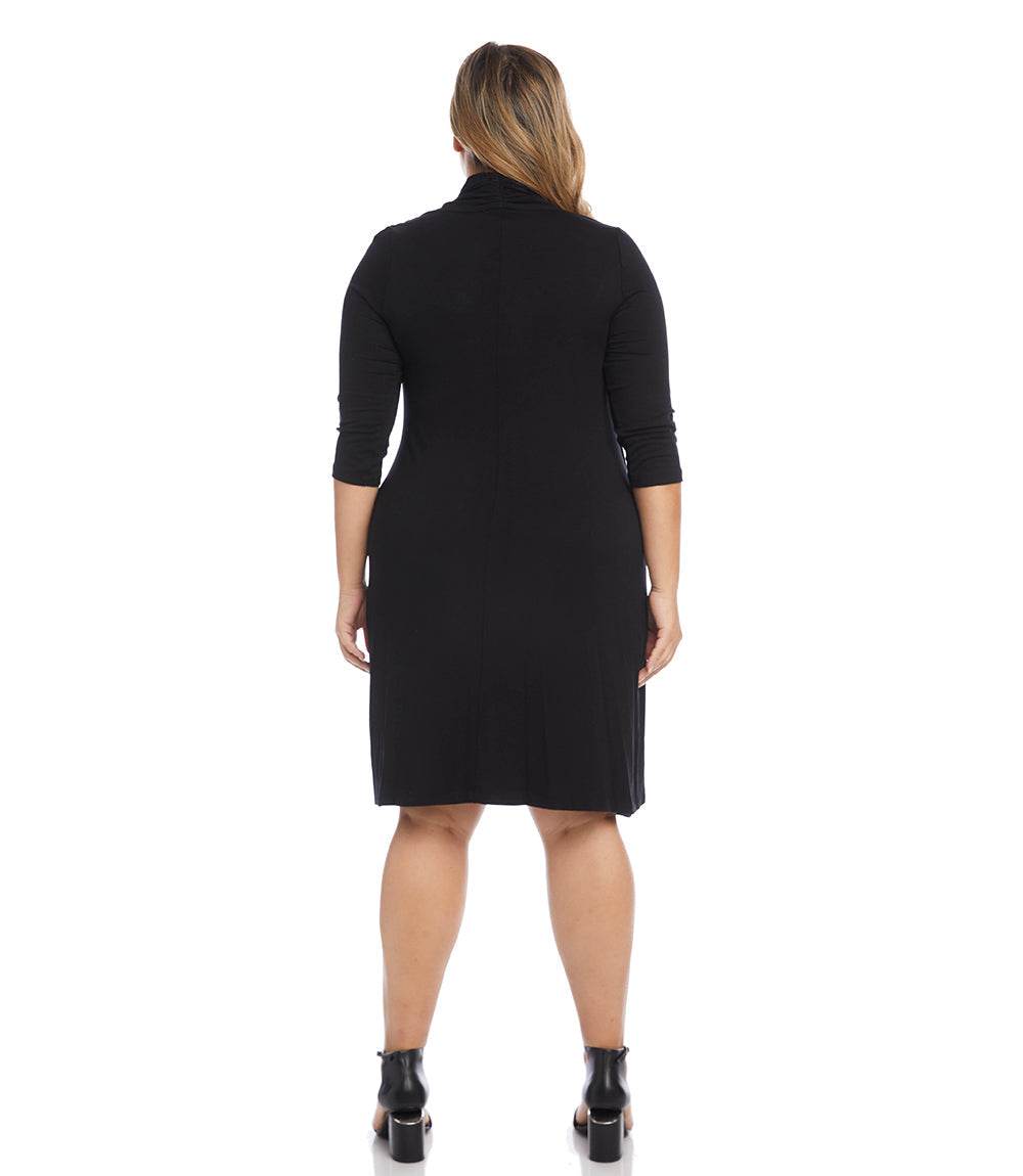 dress Plus Size 3/4 Sleeve Cascade Wrap Dress