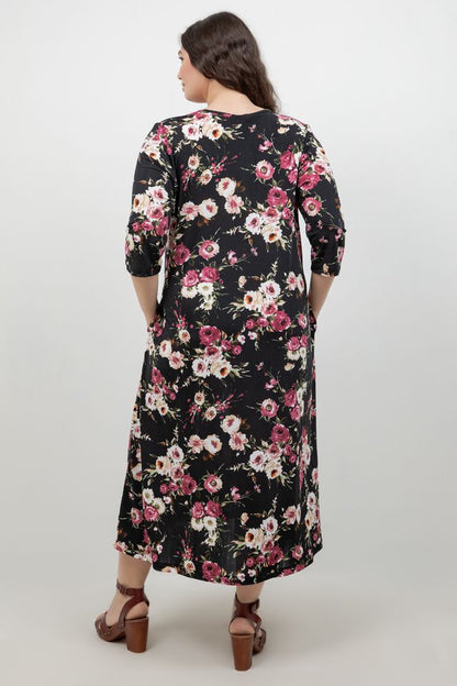Vikki Vi Jersey Petite Rose V Neck Pocket Dress