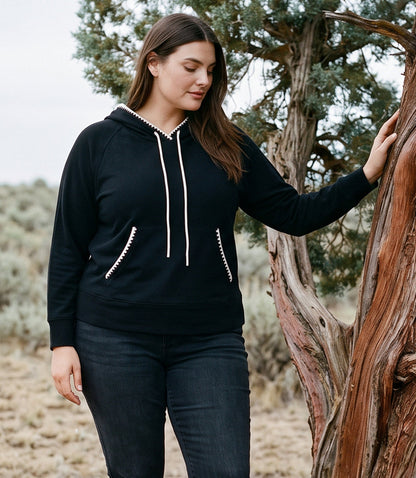 sweater Plus Size Edge Stitch Hoodie