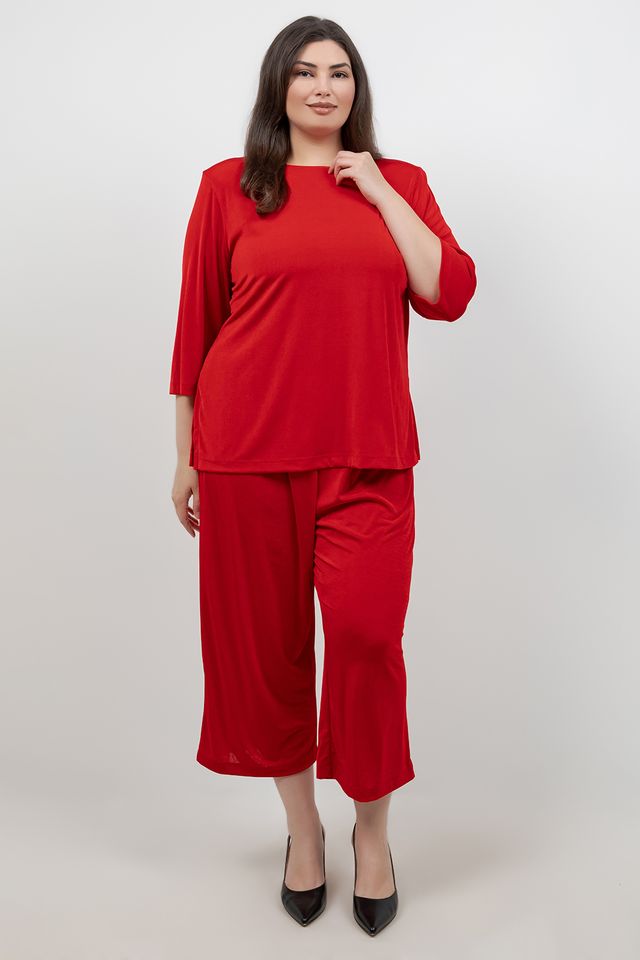 Tops Vikki Vi Silky Classic Red 3/4 Sleeve Top