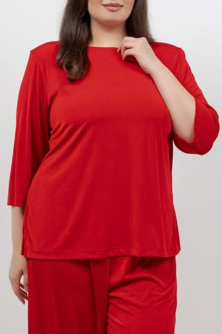 Tops Vikki Vi Silky Classic Red 3/4 Sleeve Top