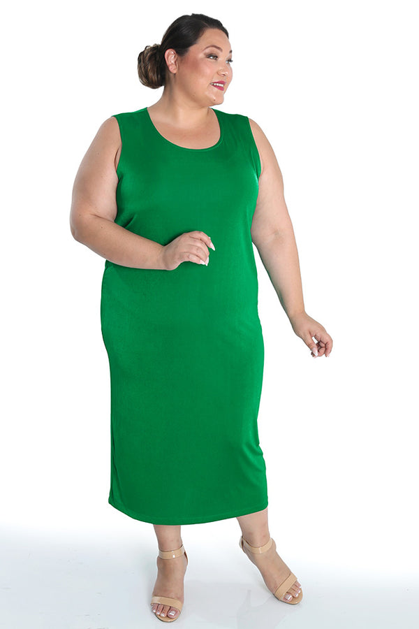 Vikki Vi Silky Classic Emerald Maxi Tank Dress