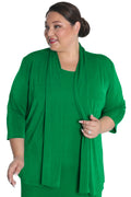 Vikki Vi Silky Classic Emerald 3/4 Sleeve Kimono Jacket