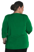 Vikki Vi Silky Classic Emerald V-Neck 3/4 Sleeve Tunic